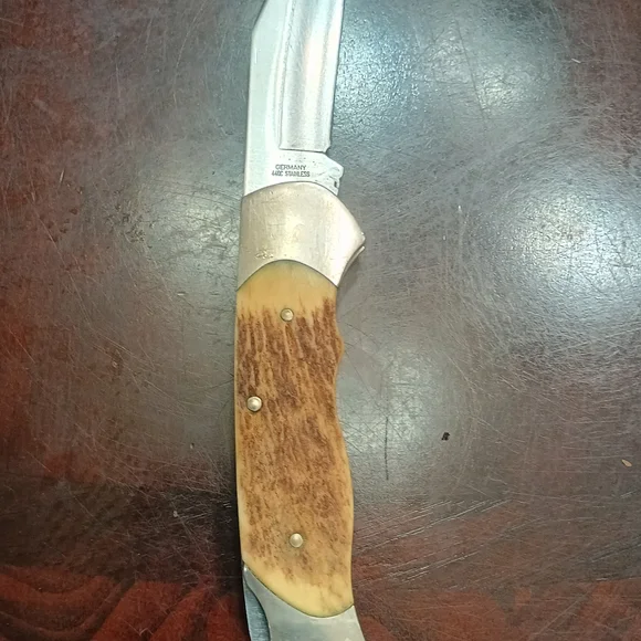 Boker Optima Stag Handle Knife W/Custom Leather Sheath